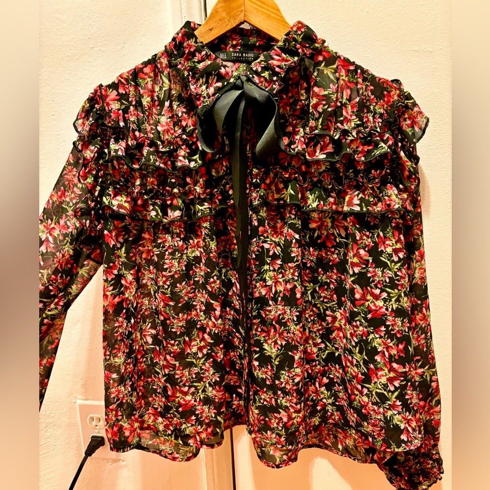 Zara floral shirt long sleeves